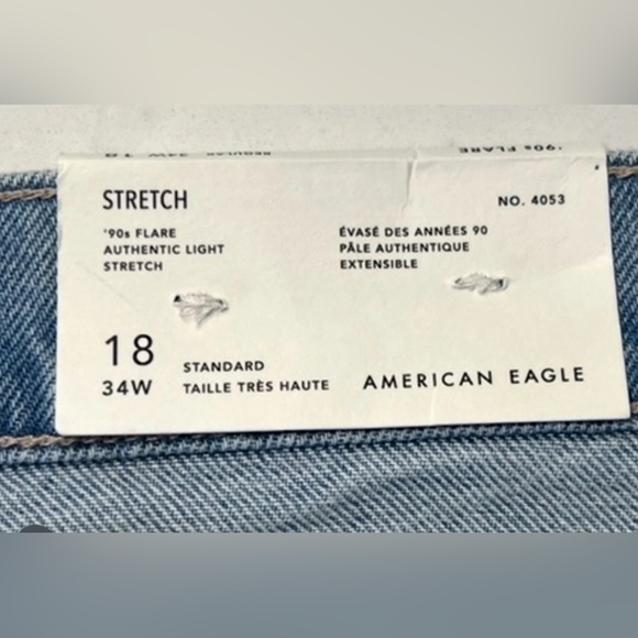 American Eagle 90s Flare Stretch Super High Rise Jeans Size 18 34W 29" Inseam - Picture 12 of 12